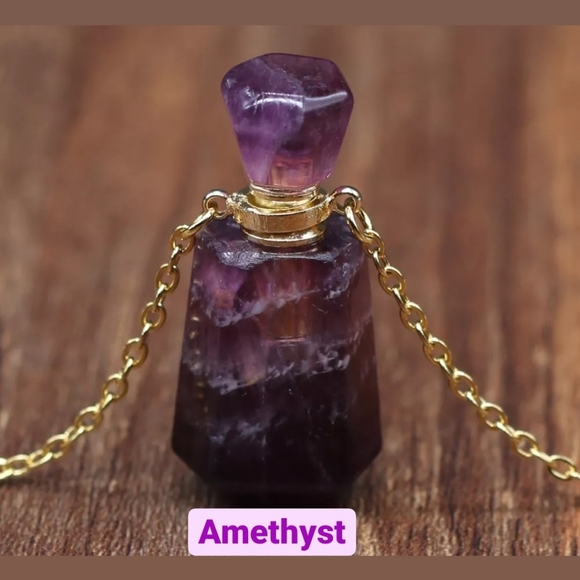 💎 Natural Gemstone 💎 Perfume Bottle Necklace - Picture 3 of 7